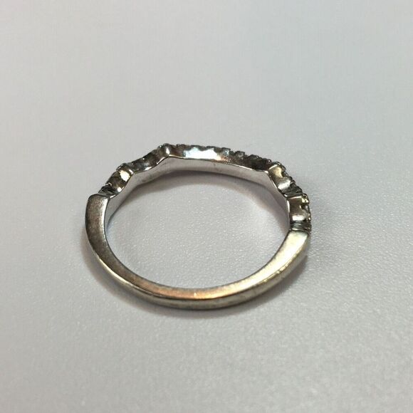 Sterling Silver Ring Size 6.5 Cubic Zirconia Wave Band Layering Stacking - Picture 6 of 14